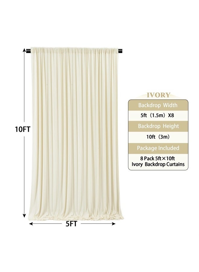 NSSONBEN ستارة خلفية عاجية خالية من التجاعيد 40 قدم × 10 قدم لحفلات الزفاف 8 لوحات 5 قدم × 10 قدم ستائر خلفية من البوليستر العاجي لعيد الميلاد والتصوير الفوتوغرافي في المنزل - Image 3