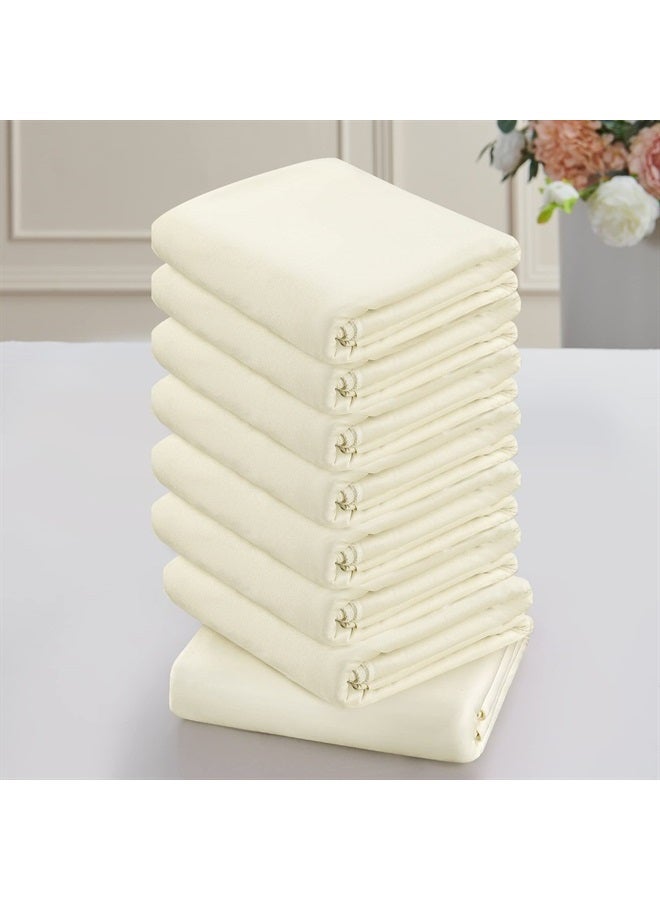 NSSONBEN ستارة خلفية عاجية خالية من التجاعيد 40 قدم × 10 قدم لحفلات الزفاف 8 لوحات 5 قدم × 10 قدم ستائر خلفية من البوليستر العاجي لعيد الميلاد والتصوير الفوتوغرافي في المنزل - Image 1