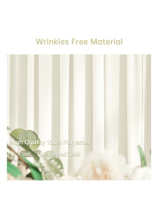 NSSONBEN ستارة خلفية عاجية خالية من التجاعيد 40 قدم × 10 قدم لحفلات الزفاف 8 لوحات 5 قدم × 10 قدم ستائر خلفية من البوليستر العاجي لعيد الميلاد والتصوير الفوتوغرافي في المنزل - Image 2