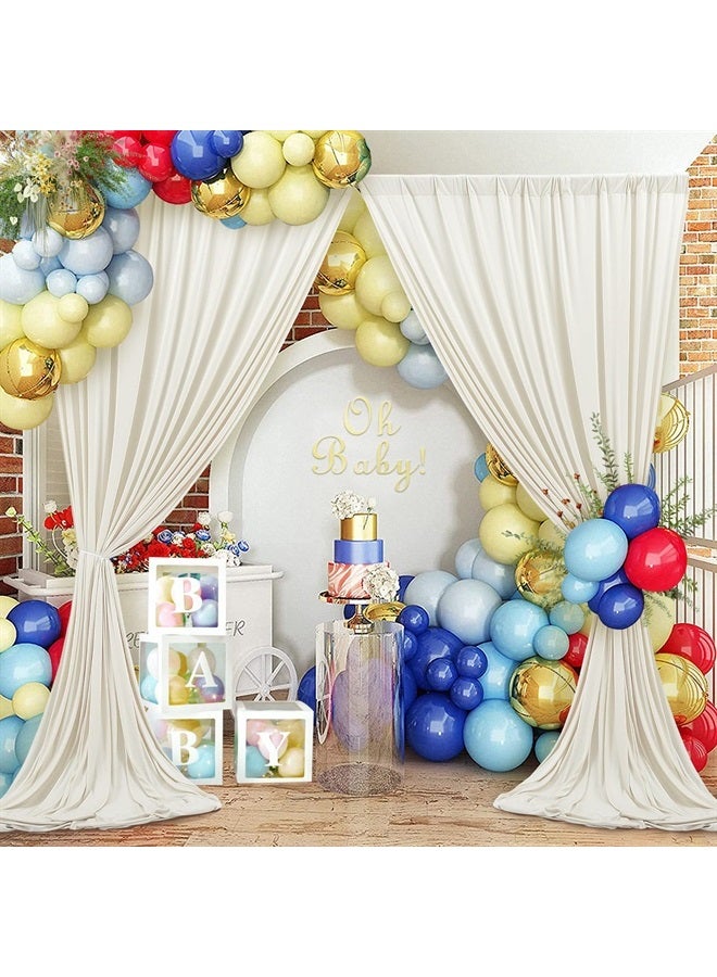 NSSONBEN ستارة خلفية عاجية خالية من التجاعيد 40 قدم × 10 قدم لحفلات الزفاف 8 لوحات 5 قدم × 10 قدم ستائر خلفية من البوليستر العاجي لعيد الميلاد والتصوير الفوتوغرافي في المنزل - Image 4