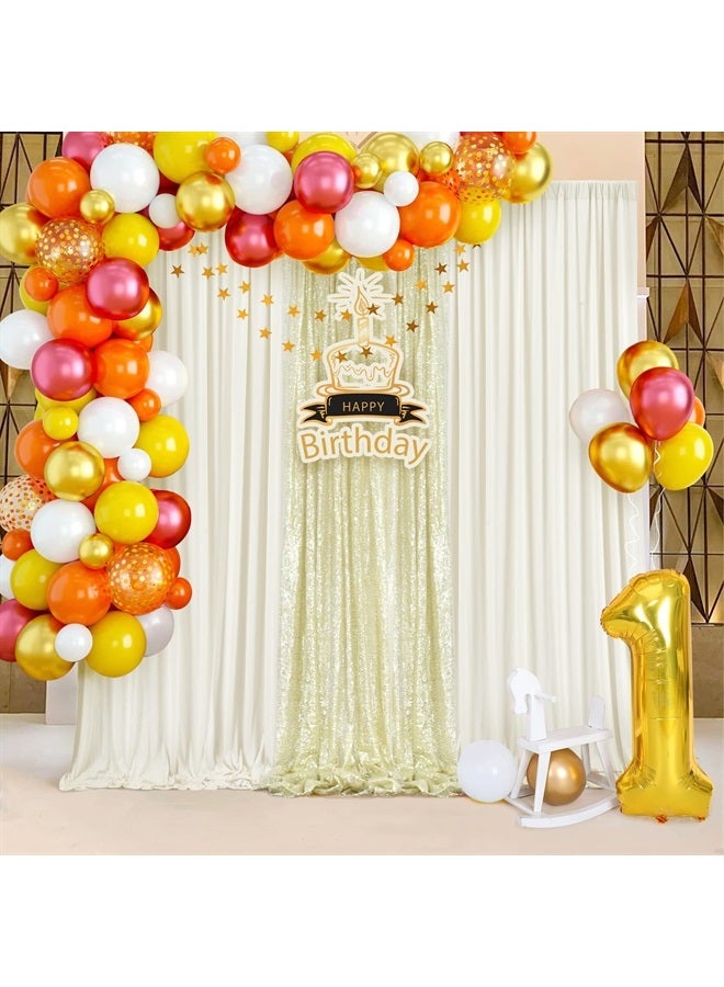 NSSONBEN ستارة خلفية عاجية خالية من التجاعيد 40 قدم × 10 قدم لحفلات الزفاف 8 لوحات 5 قدم × 10 قدم ستائر خلفية من البوليستر العاجي لعيد الميلاد والتصوير الفوتوغرافي في المنزل - Image 5