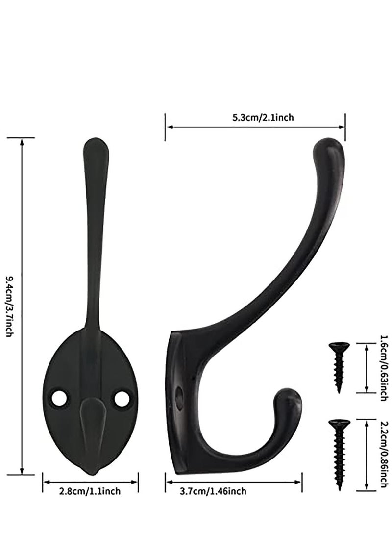 SYOSI 10 Pack Matte Black Coat Hooks Heavy Duty Dual Coat Hooks Wall Mounted Utility Black Not Rust Hooks for Coat, Robe, Scarf, Bag, Towel, Key, Hat and More, Include 20 Pieces Screws  - Image 5