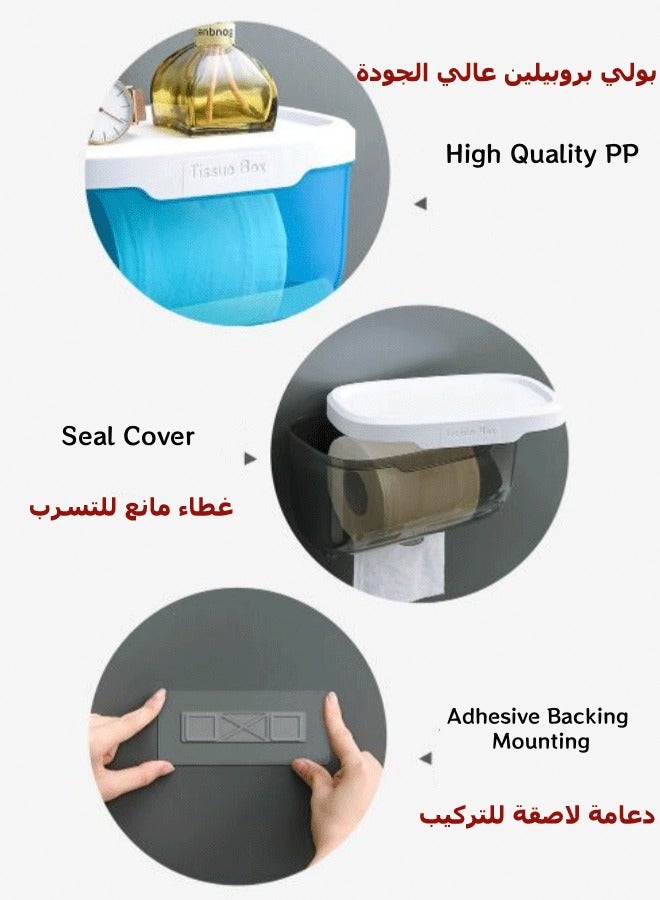 Tissue Box, Perforation-Free Tissue Dispenser Wall Mounted Toilet Paper Holder Drying Sheet Holder Tissue Holder Clear Tissue Storage Tissue Inverted Box ,Clear Gray 6in Long, for Bathroom Kitchen Living Room Bedroom Office  - Image 3