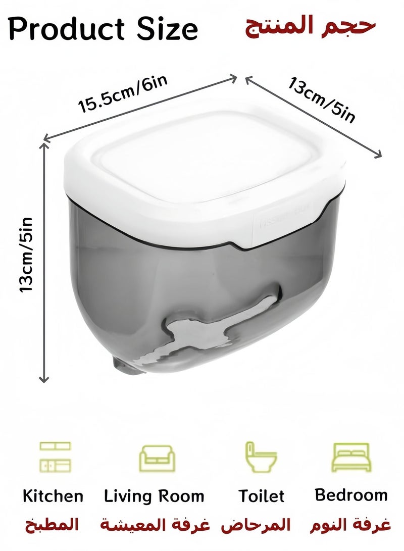 Poxvalzor Toilet Paper Holder, Wall Mounted Transparent Tissue Box Dispenser, Punch-Free No-Drill Waterproof Tissue Container for Bathroom, Multifunction Inverted Hanging Paper Roll Holder, Cat Proof, Durable, Space-Saving（Small Grey） - Image 2