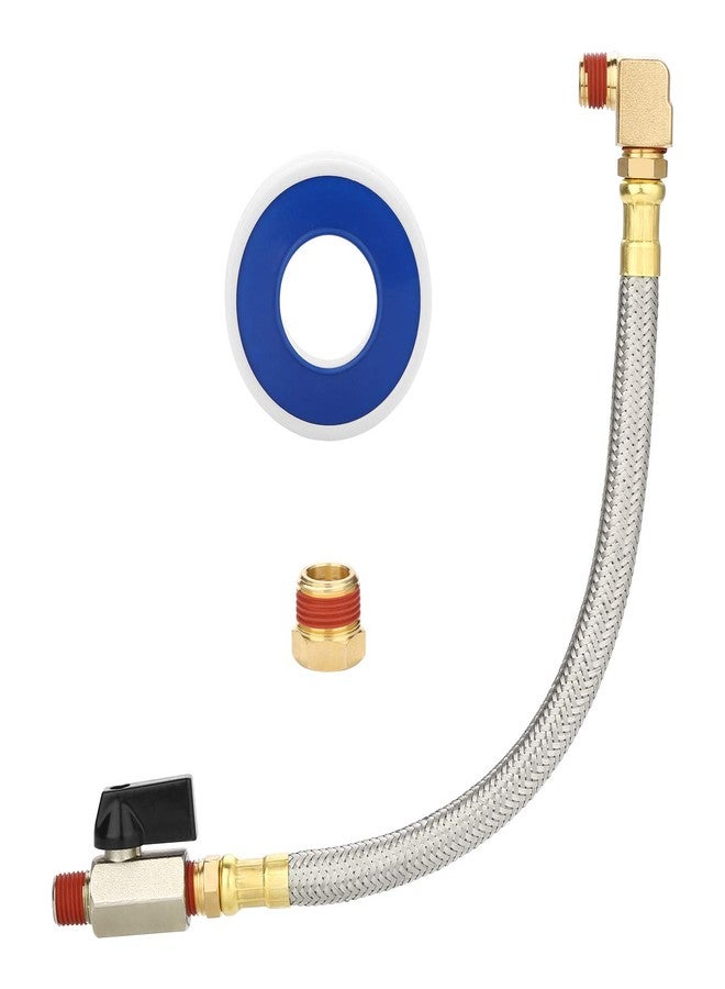 HK Extended Tank Drain Assembly Kit with 10 Inch Braided Steel Hose 1/4 Inch Drain Valve and Elbow Fitting for Air Compressor - Image 1