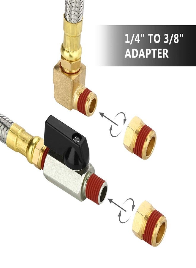 HK Extended Tank Drain Assembly Kit with 10 Inch Braided Steel Hose 1/4 Inch Drain Valve and Elbow Fitting for Air Compressor - Image 4