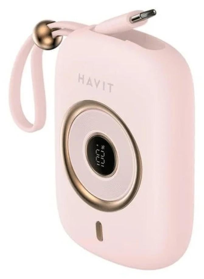 هافيت باور بنك هافيت PB5214 ميني بسعة 10000 مللي أمبير – شحن سريع PD بقوة 35 واط، بطارية خارجية مدمجة ومحمولة مع مخارج مزدوجة للهواتف الذكية والأجهزة اللوحية واللابتوبات