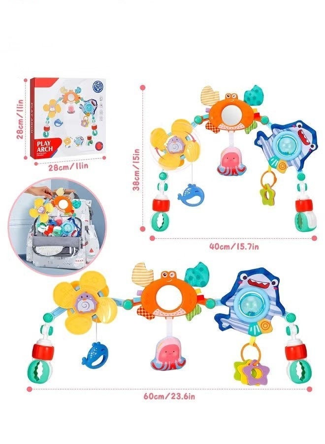 Ailily Baby Stroller Arch Toy Baby Educational Cart Pendant Hanging Toys For 0-1 Years Old Activity Arch With Fascinating Toys Stimulates Baby’s Senses And Motor Skills Development - Image 5