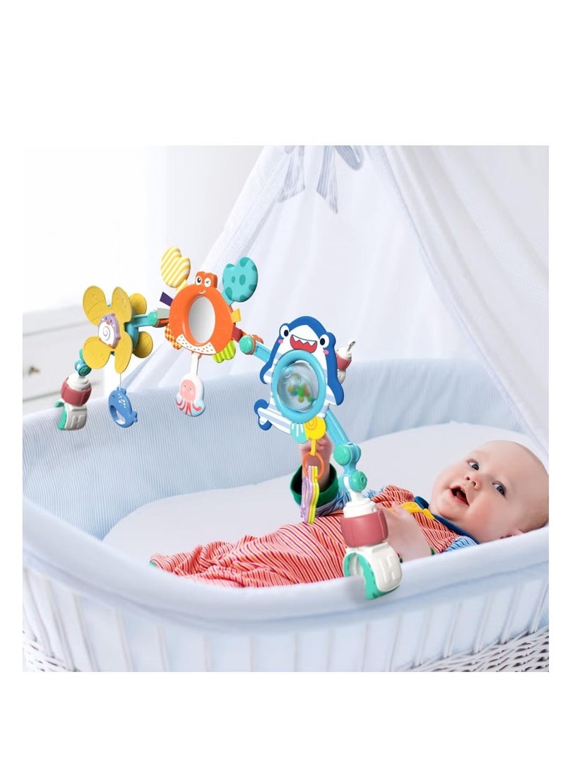 Ailily Baby Stroller Arch Toy Baby Educational Cart Pendant Hanging Toys For 0-1 Years Old Activity Arch With Fascinating Toys Stimulates Baby’s Senses And Motor Skills Development - Image 2