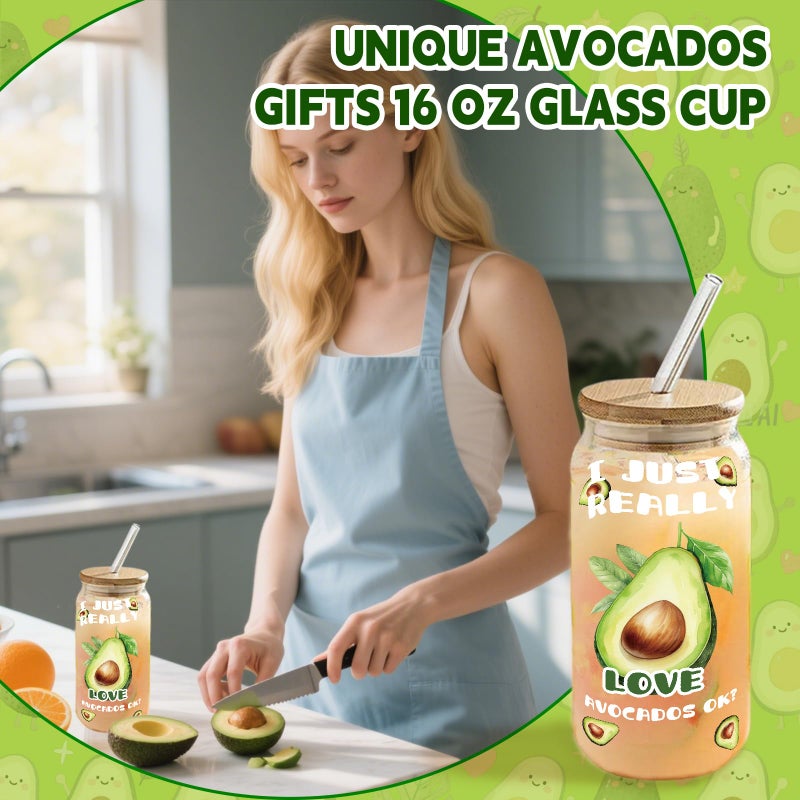 Zhirlyn Avocado Gifts for Women Avocado Themed Gifts for Avocado Lovers Include 16oz Glass Cup, Makeup Bag Socks 5 Hair Ties, Keychain & 50 Stickers for Birthday Christmas (Classic) - Image 4
