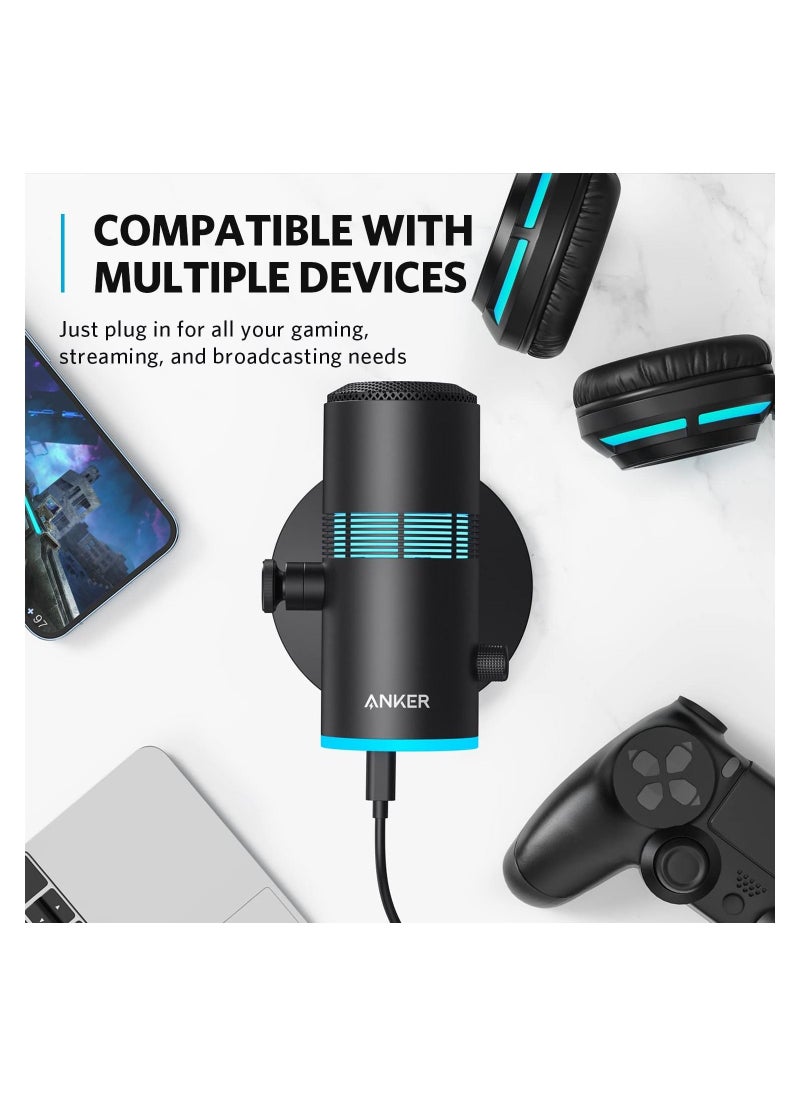 Anker - Anker PowerCast M300, USB Microphone for pc, Vocals Quality in Streaming, Gaming,Twitch,YouTube, Headphone Output, gain Control and Mute, Plug and Play Compatible for Devices - Image 1