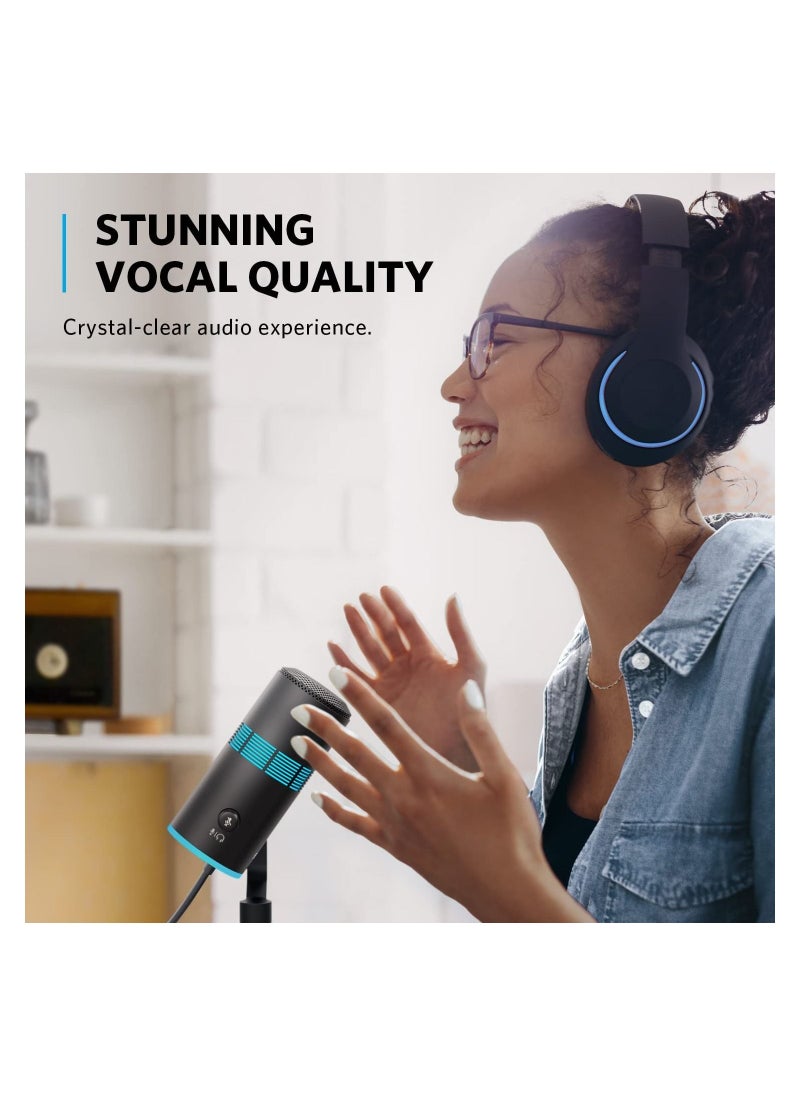 Anker - Anker PowerCast M300, USB Microphone for pc, Vocals Quality in Streaming, Gaming,Twitch,YouTube, Headphone Output, gain Control and Mute, Plug and Play Compatible for Devices - Image 1