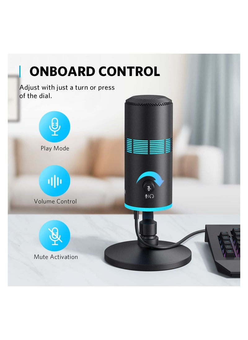 Anker - Anker PowerCast M300, USB Microphone for pc, Vocals Quality in Streaming, Gaming,Twitch,YouTube, Headphone Output, gain Control and Mute, Plug and Play Compatible for Devices - Image 1