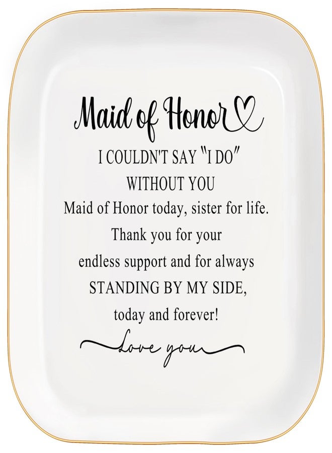 MQPPKJ Maid of Honor Proposal Gifts, Wedding Gifts for Ceramic Jewelry Dish Trinket Tray, Bridal Shower, Engagement, Bachelorette Party Gifts for Her Friend Women Jewelry Dish (I DO) - Image 1