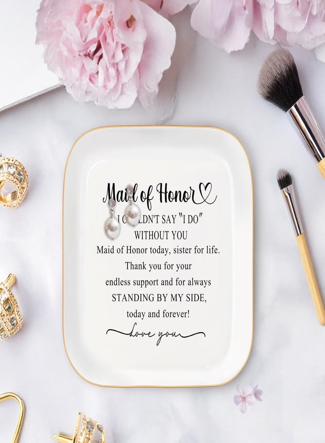 MQPPKJ Maid of Honor Proposal Gifts, Wedding Gifts for Ceramic Jewelry Dish Trinket Tray, Bridal Shower, Engagement, Bachelorette Party Gifts for Her Friend Women Jewelry Dish (I DO) - Image 3