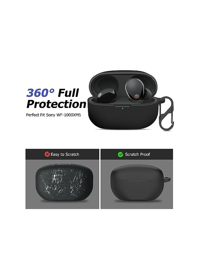 LINJIE Compatible With Sony Wf 1000Xm5 Case Cover Silicone Protective Skin Case For Sony Xm5 Wireless Earbuds Front Led Visible Black - Image 3