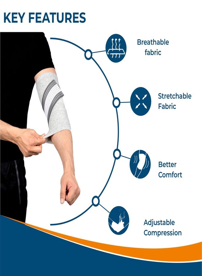 AccuSure Pair of Bamboo Yarn 4 Way Stretchable Bi-Layered Construction Elbow Binder Compression Support, Gym, Sports, Running, Hikking, Travelling For Men & Women-Small - Image 2