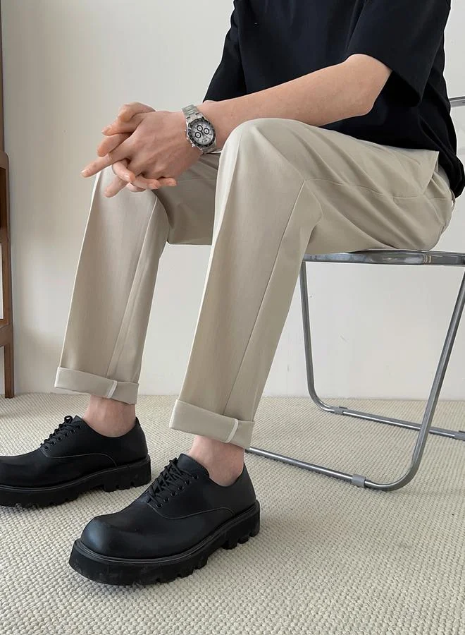 تايك تو Men Beige Straight Leg Trousers