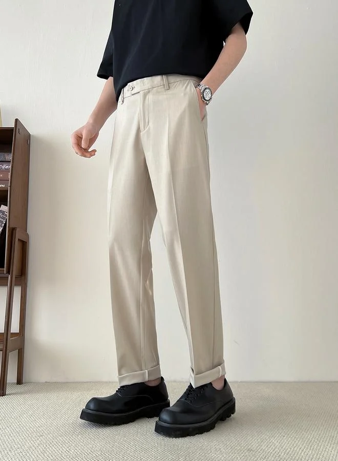 تايك تو Men Beige Straight Leg Trousers