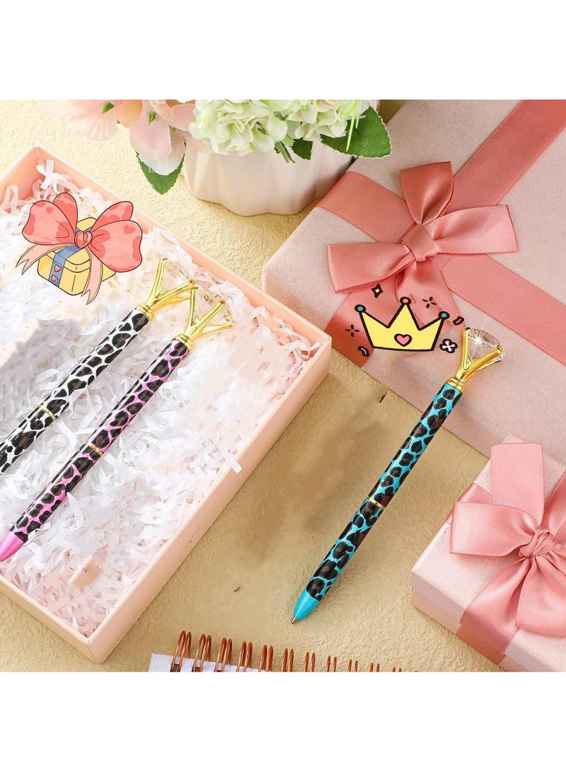 Generic Crystal Diamond Pens Wedding Leopard Ballpoint Pen Bling Bride Shower Pen Metal Pen with Diamond on Top Bridesmaid Proposal Gifts for Wedding, Office, School, Party Gifts - Image 2