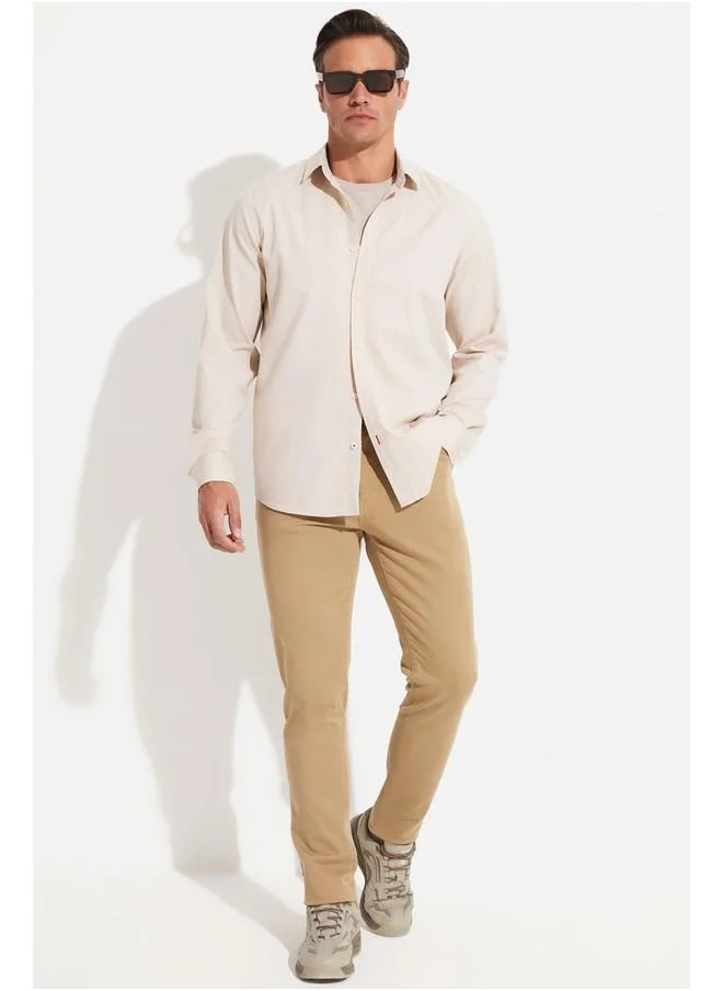 JUNE June Men Cotton Oxford Shirt Beige