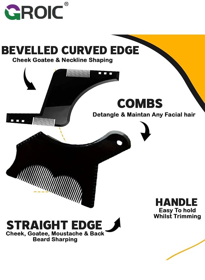 جرويك قالب تشكيل اللحية ومشط 2 في 1 - أداة تصفيف مع مشط مدمج، مثالية للتحديد وتحديد الحواف، للاستخدام مع ماكينة تشذيب اللحية - أسود - Image 3