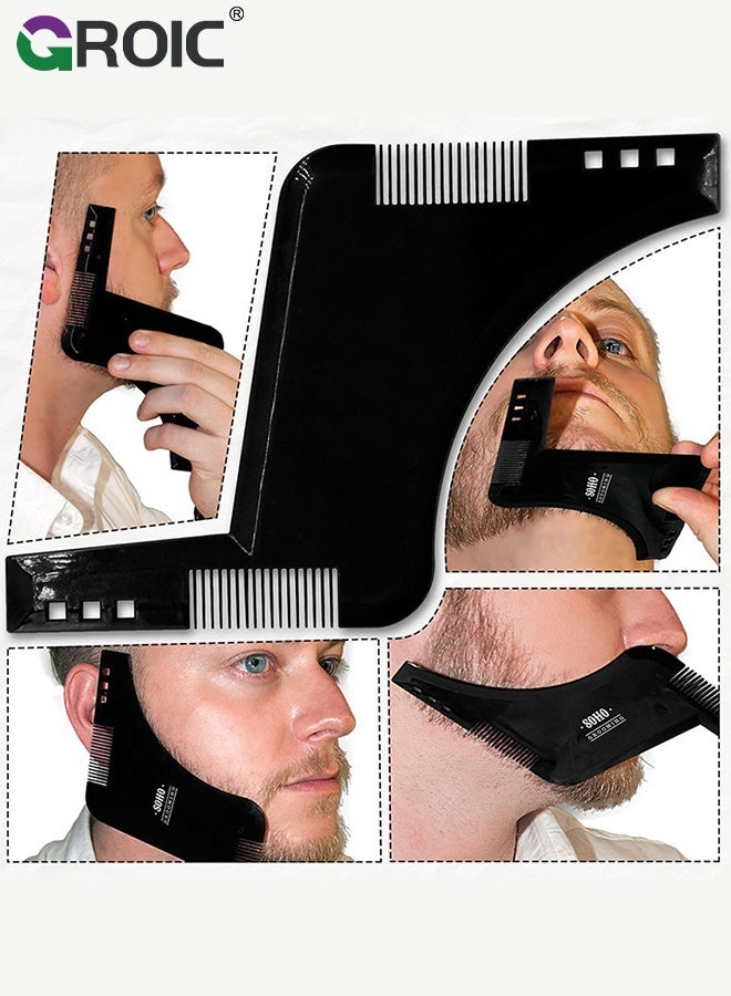 جرويك قالب تشكيل اللحية ومشط 2 في 1 - أداة تصفيف مع مشط مدمج، مثالية للتحديد وتحديد الحواف، للاستخدام مع ماكينة تشذيب اللحية - أسود - Image 4