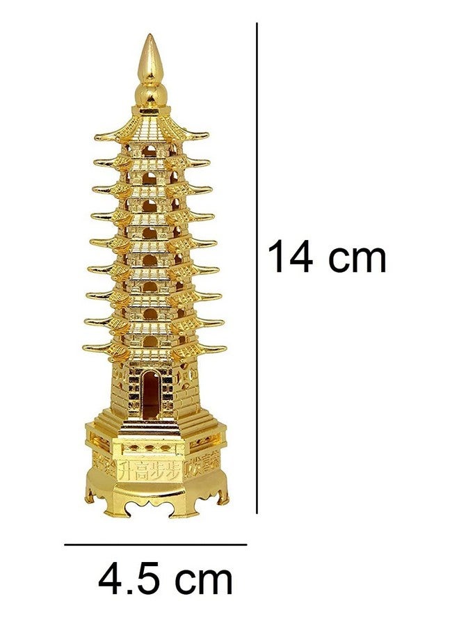 ARTISKRITI Education Tower Feng Shui for Students, Pagoda Tower Vastu Items for Good Luck and Academic and Business Success, Fengshui Items (Golden, 14 cm) - Image 2