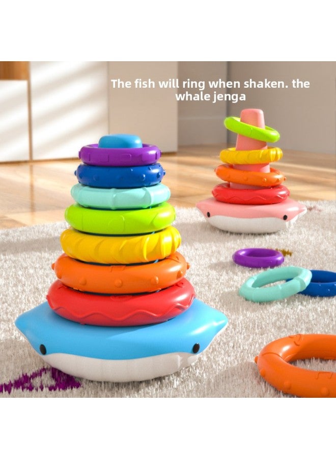 Rainbow Tower Jengle Baby Toys Children's Educational Early Education 0-1 Year Old Baby Large Tumbler Folding Ring-Color:[Pink] Whale Tumbler Stacking Ring✨Yellow Duck Eight-layer Transfer - Image 2