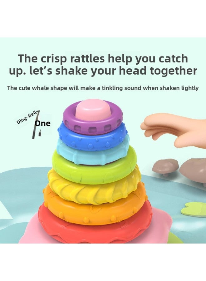 Rainbow Tower Jengle Baby Toys Children's Educational Early Education 0-1 Year Old Baby Large Tumbler Folding Ring-Color:[Pink] Whale Tumbler Stacking Ring✨Yellow Duck Eight-layer Transfer - Image 3