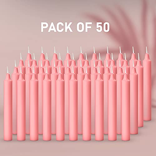 AURA DECOR AuraDecor Pack of 50 Stick Candles || Especially Meant for Healing, Chakras, Ritual Candles, Decoration, Lighting, Home Decor || Burning Time 3 to 4 Hours Each (Pink), Paraffin Wax - Image 2