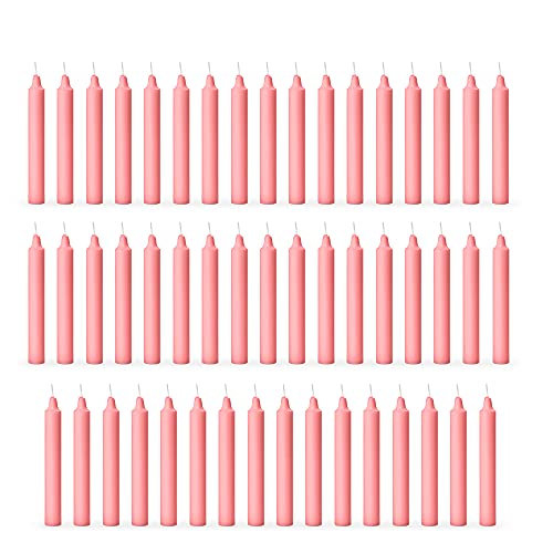 AURA DECOR AuraDecor Pack of 50 Stick Candles || Especially Meant for Healing, Chakras, Ritual Candles, Decoration, Lighting, Home Decor || Burning Time 3 to 4 Hours Each (Pink), Paraffin Wax - Image 1