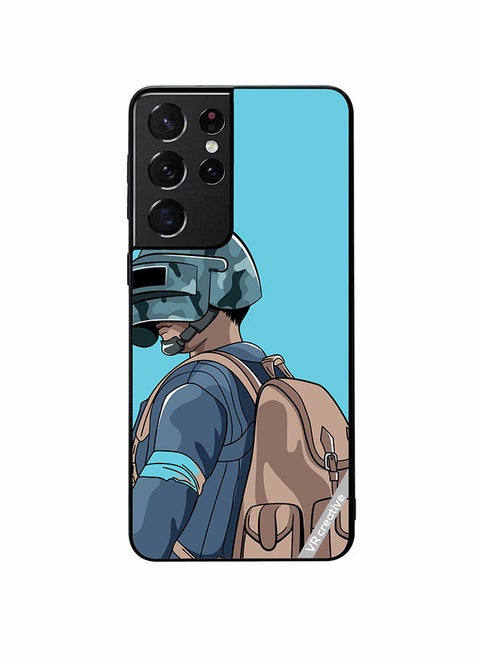 Protective Case Cover For Samsung Galaxy S21 Ultra 5G Helmet And In Military Uniform Design Multicolour