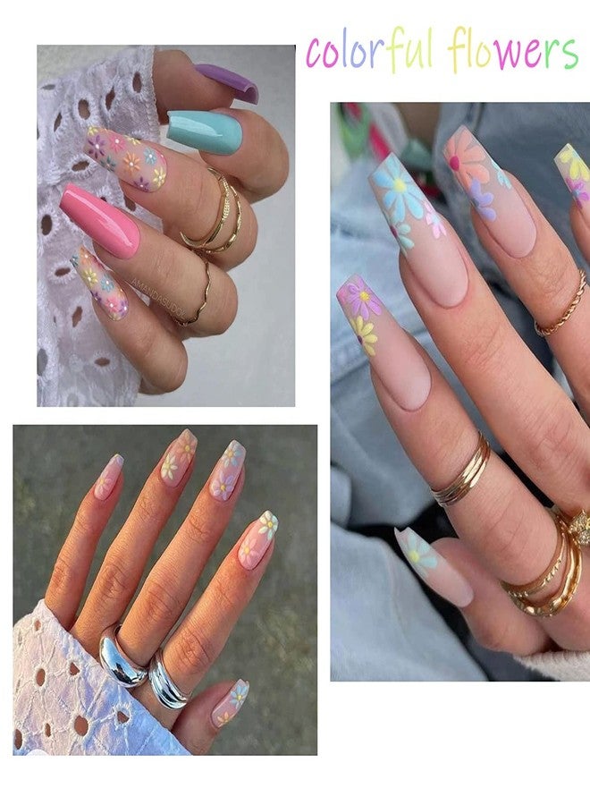 ZEYER Flower Nail Art Sticker Decals Spring Summer 5D Hollow Exquisite Nail Art Supplies White Yellow Colorful Flower Nail Stickers for Women Manicure Decoration - Image 2