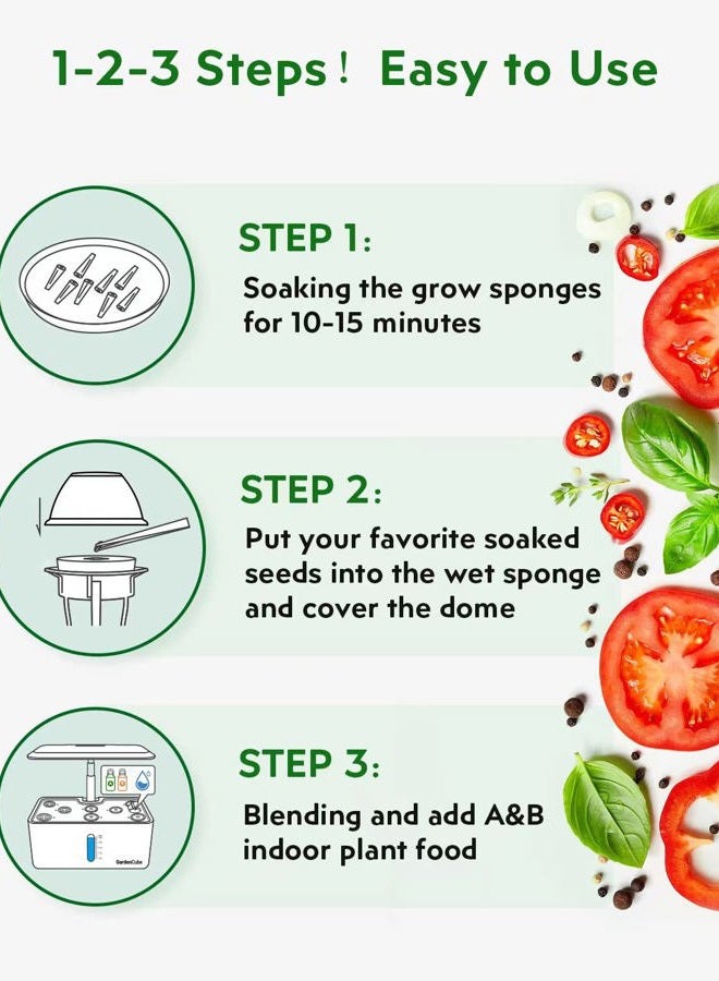 GARDENCUBE 166pcs Hydroponic Pods Kit: Compatible with Aerogarden Grow Anything Herb Kits - Includes Grow Sponges Grow Baskets Grow Domes Labels A&B Plant Food - Hydroponics Supplies for Most Brand - Image 4