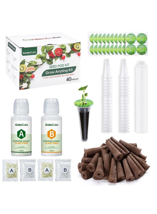 GARDENCUBE 166pcs Hydroponic Pods Kit: Compatible with Aerogarden Grow Anything Herb Kits - Includes Grow Sponges Grow Baskets Grow Domes Labels A&B Plant Food - Hydroponics Supplies for Most Brand - Image 1