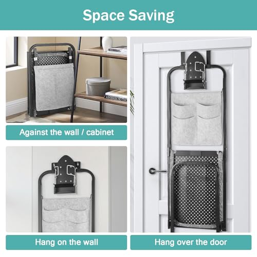 Seiritex Over the Door Ironing Board 14x42 inches with Iron Holder and Pocket Storage Bag, Hanging Iron Board for Home Laundry Room, Black - Image 5