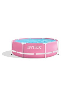 INTEX 2.44M X 76CM PINK METAL FRAME POOL  - Image 1