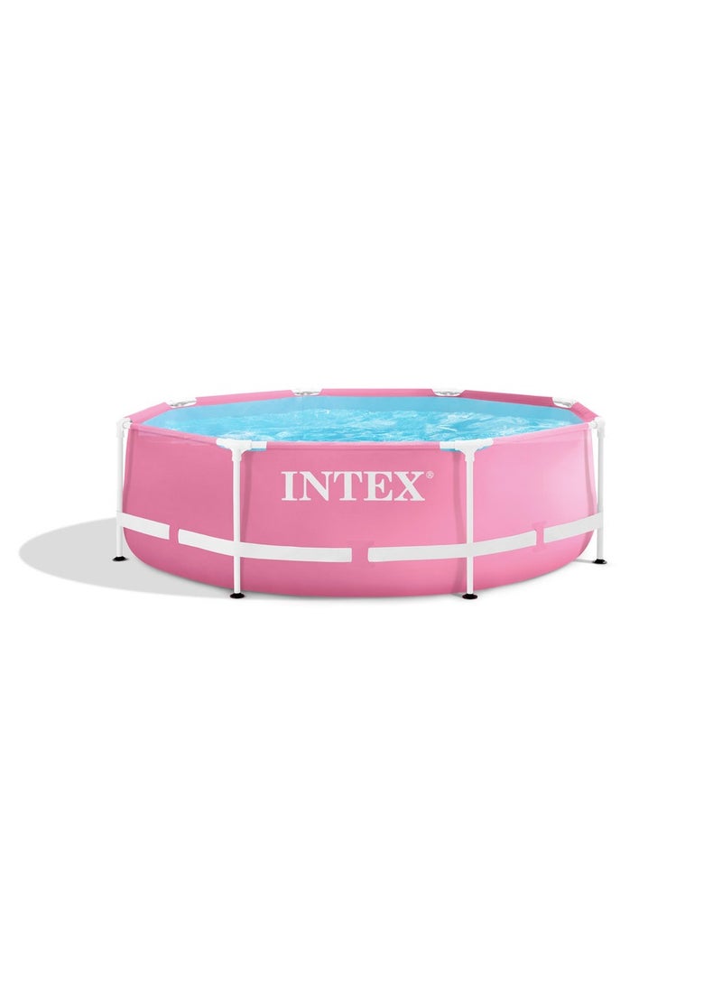 INTEX 2.44M X 76CM PINK METAL FRAME POOL  - Image 1