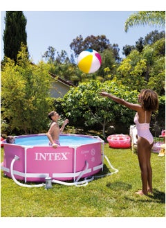 INTEX 2.44M X 76CM PINK METAL FRAME POOL  - Image 3