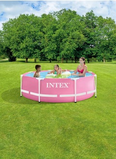 INTEX 2.44M X 76CM PINK METAL FRAME POOL  - Image 2