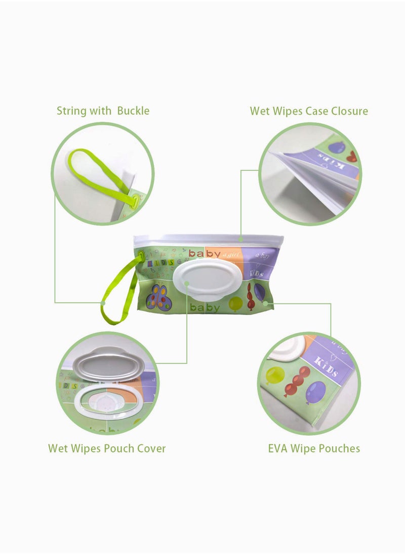 SYOSI - Wet Wipe Pouch Dispenser, 6-Pack Eco Friendly Reusable & Refillable Portable Travel Baby Diaper Wipes Carrying Case, Travel Wipes Dispenser Wipe Pouches for Baby - Image 1