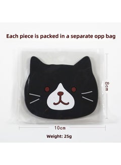 Cute Cat Pvc Anti-slip Heat Resistant Coaster Silicone Tea Cup Mat Dining Table Placemat Paw Print Kitchen Accessories-Color:Small Black (10 * 8cm)