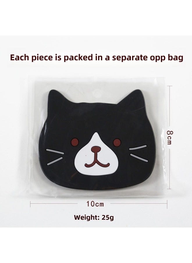 Generic - Cute Cat Pvc Anti-slip Heat Resistant Coaster Silicone Tea Cup Mat Dining Table Placemat Paw Print Kitchen Accessories-Color:Small Black (10 * 8cm) - Image 1