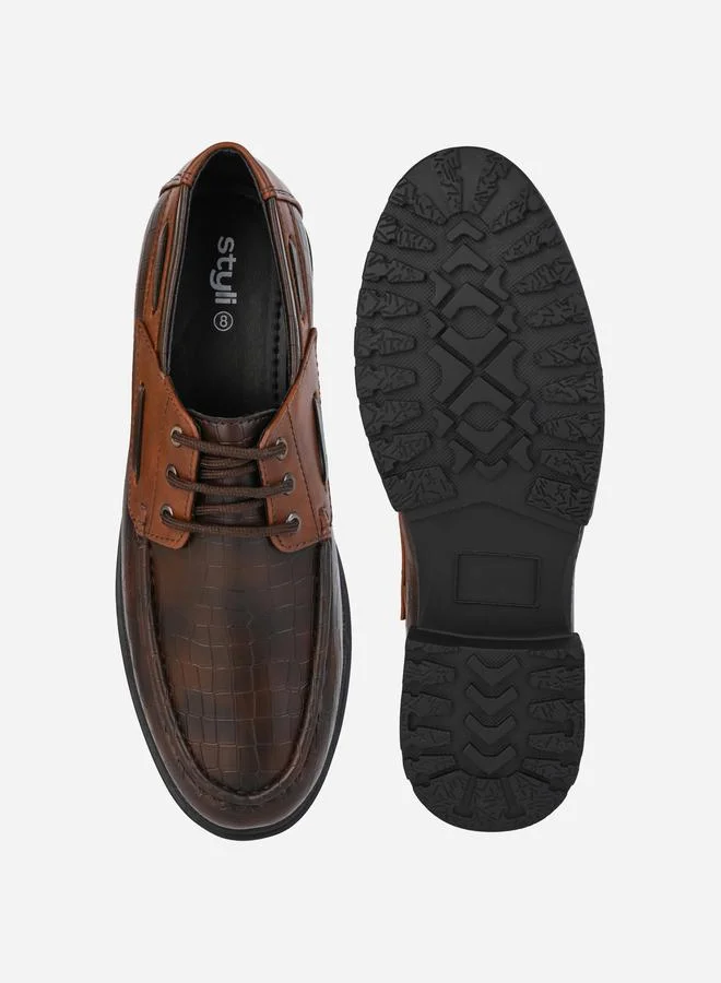 Styli Styli Textured Oxford Shoes with Lace-Up Closure