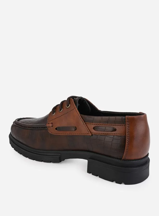 Styli Styli Textured Oxford Shoes with Lace-Up Closure