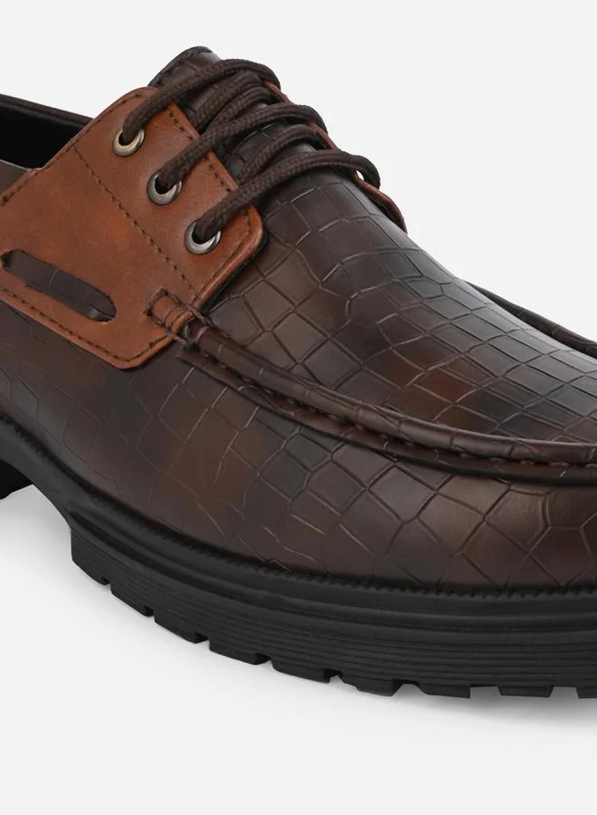 Styli Styli Textured Oxford Shoes with Lace-Up Closure