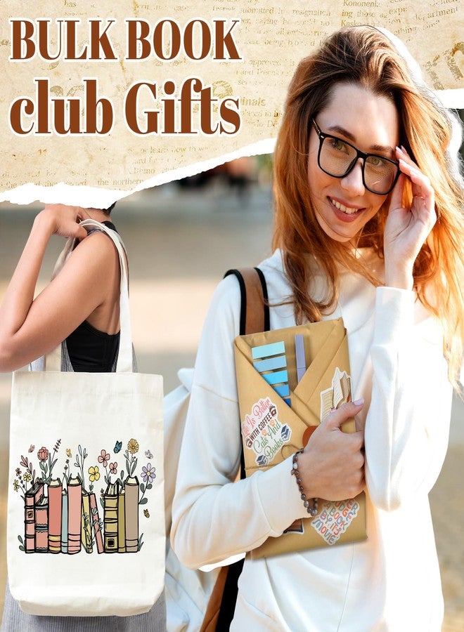 Resurhang 6 Sets/92 Pcs Blind Date with a Book Gift Supplies Book Lovers Gifts Books Club Gifts Kits Including Wildflower Canvas Bags Bookmarks Stickers Bookish Librarian Readers Gift for Women Men - Image 5
