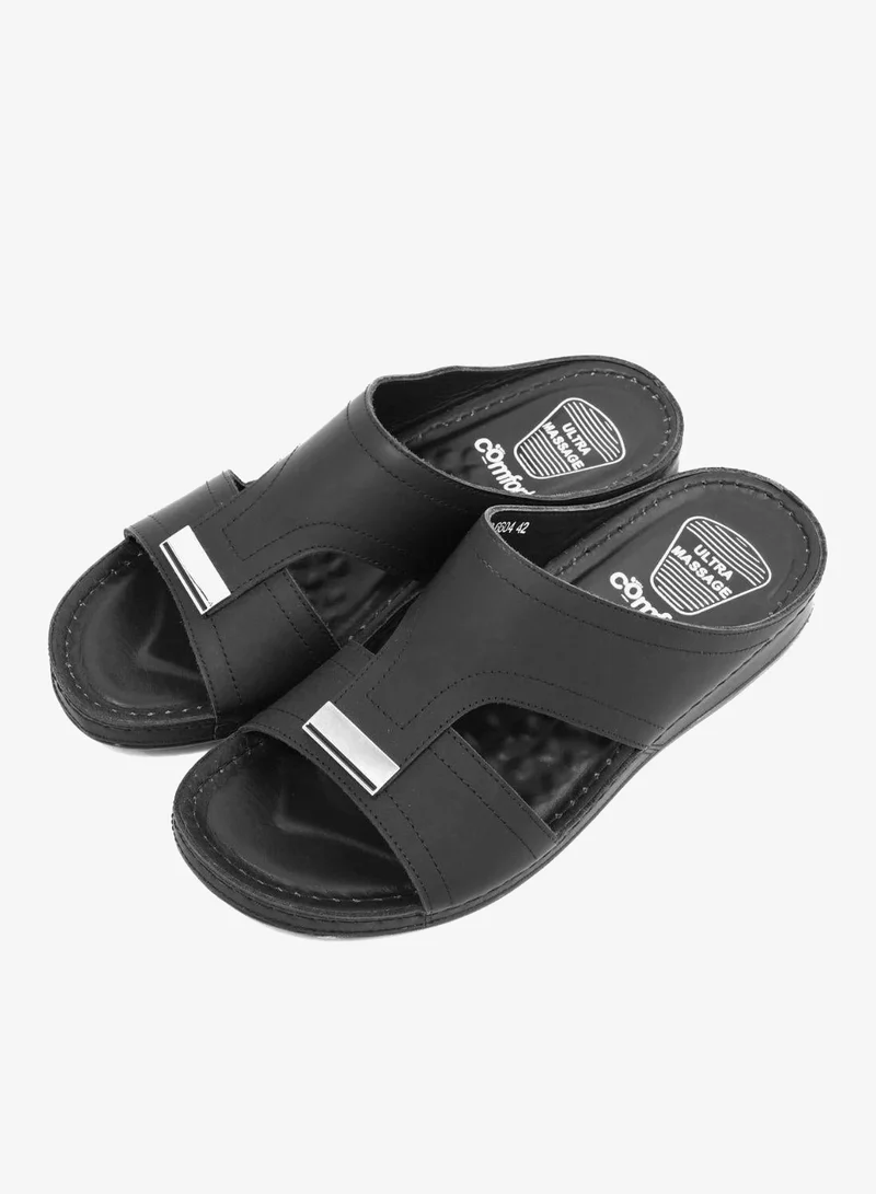 Comfort Plus  Comfort Plus Men's Ultra Massage Leather Sandals Black for Men | Best Price UAE
