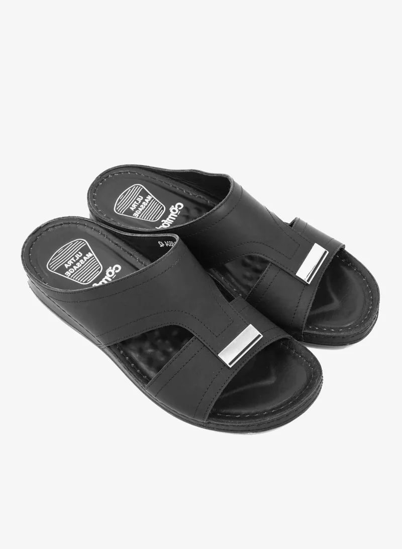 Comfort Plus Comfort Plus Men's Ultra Massage Leather Sandals Black